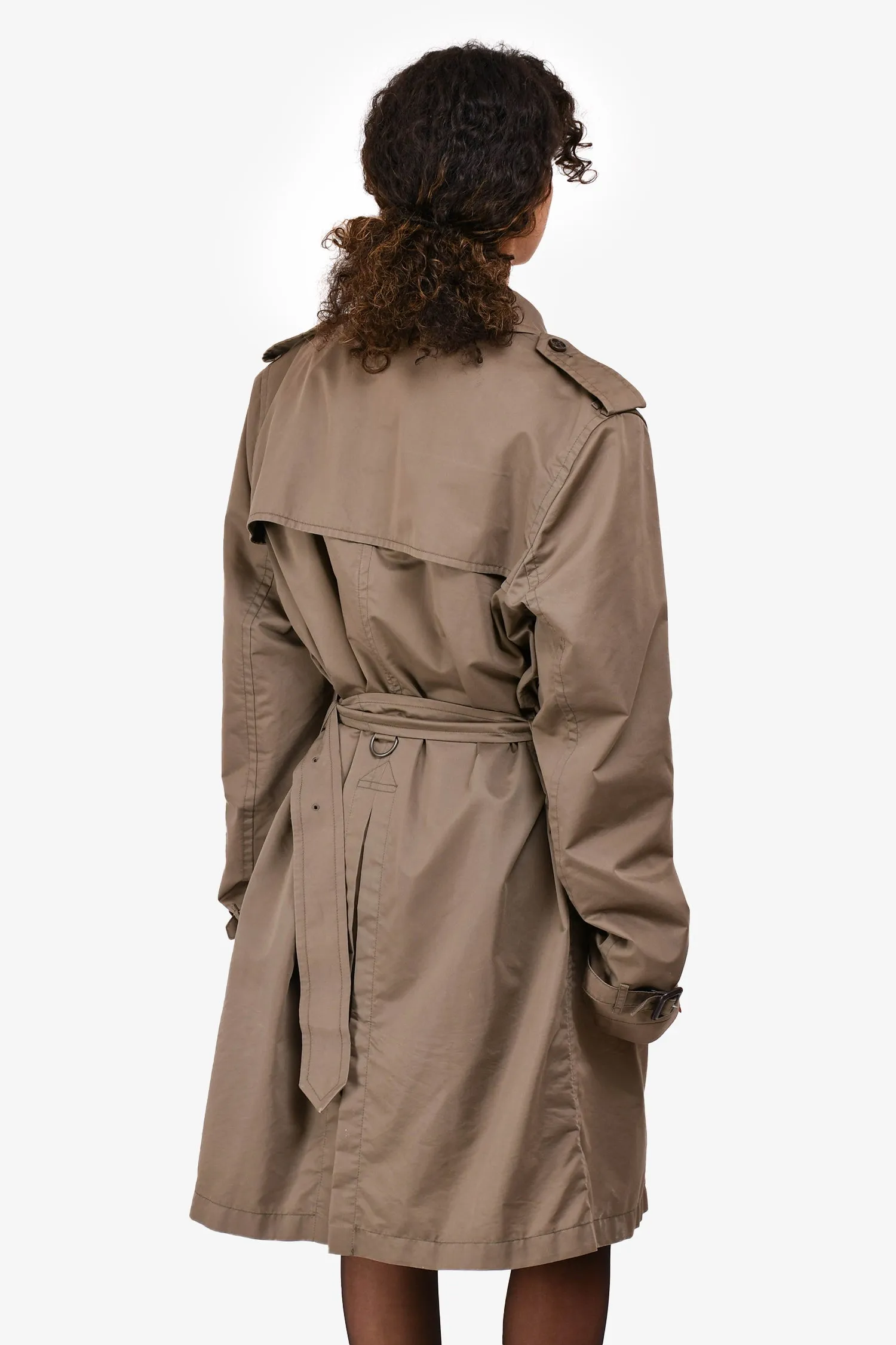 Burberry Army Green Trench Coat with Detachable Nova Check Wool Vest Size 54 Mens