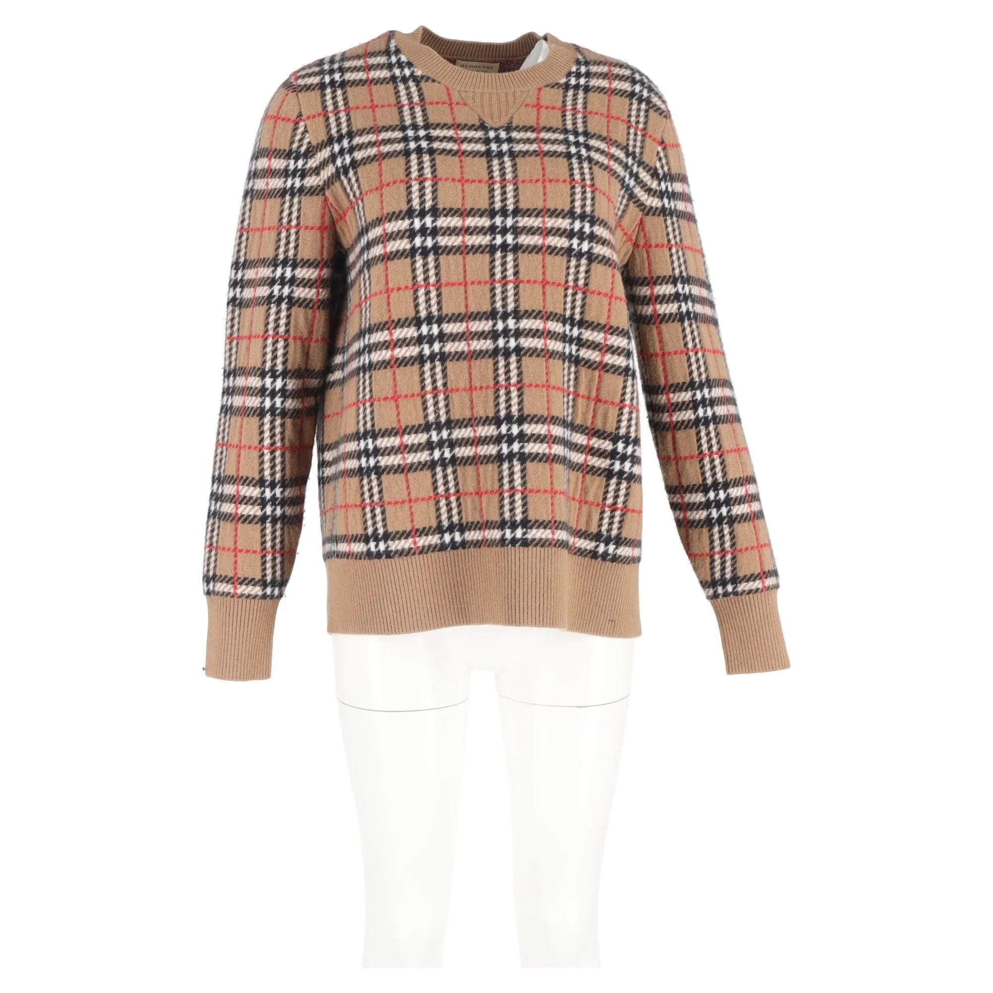 Burberry Knitted Checkered Sweater in Brown Wool
