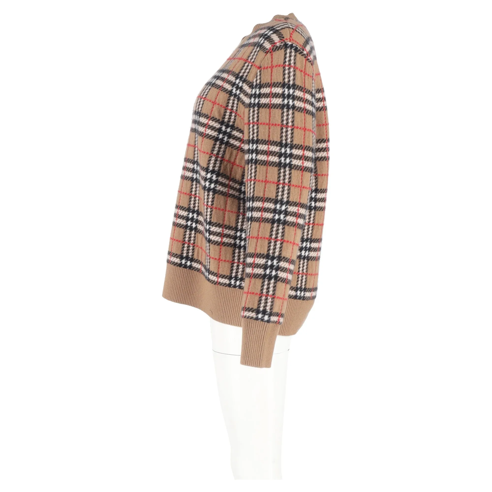 Burberry Knitted Checkered Sweater in Brown Wool