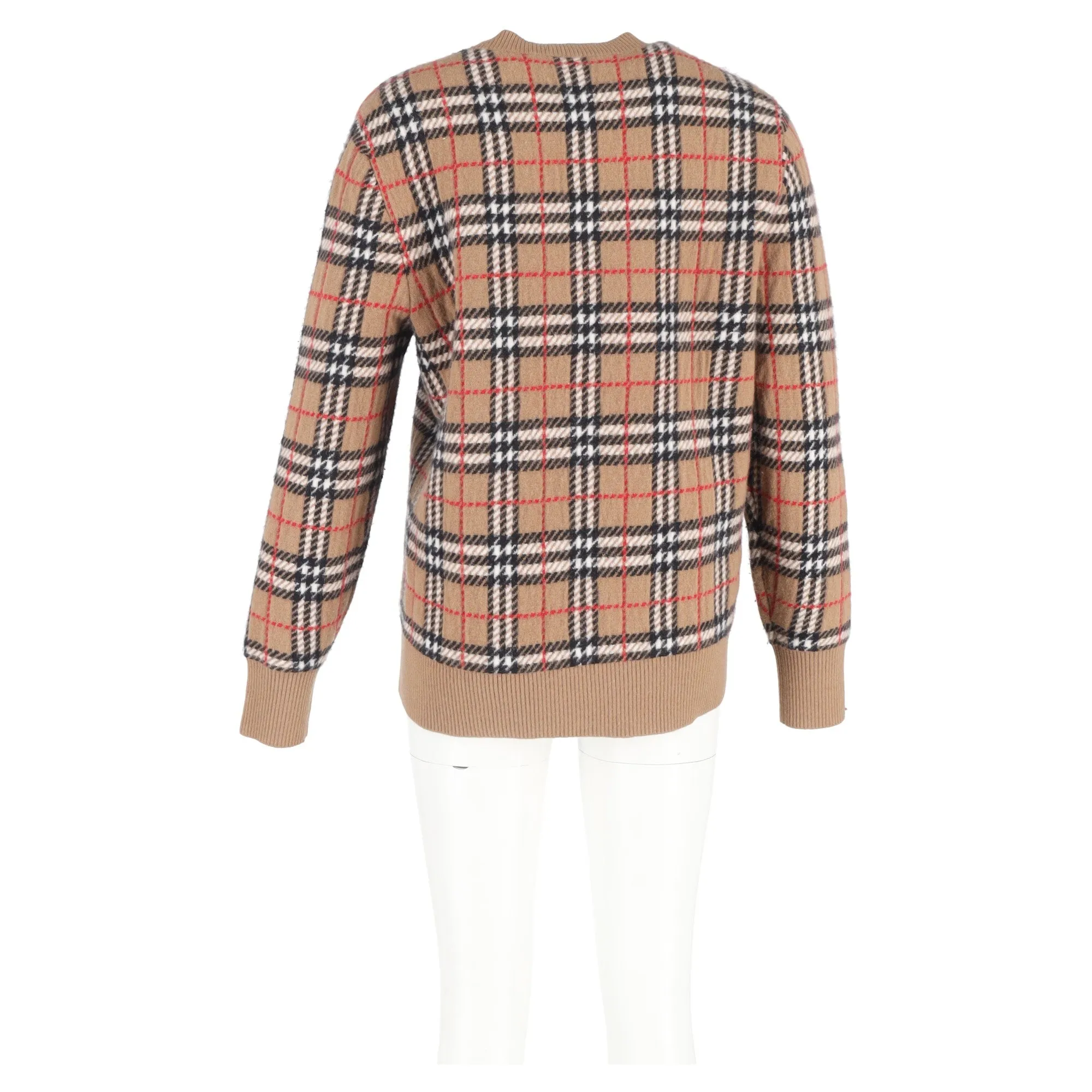Burberry Knitted Checkered Sweater in Brown Wool