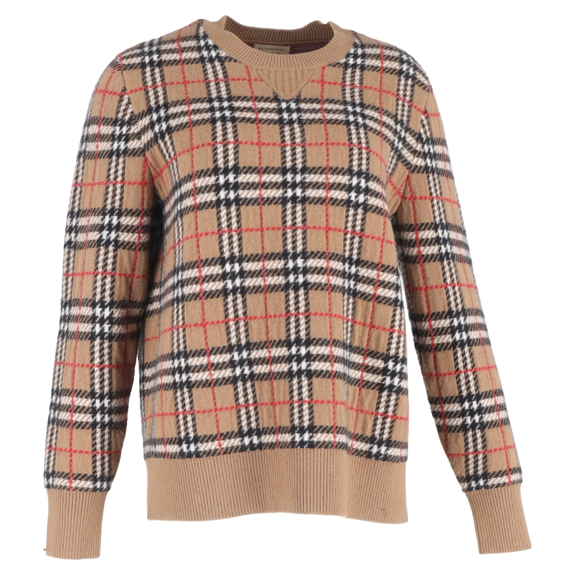Burberry Knitted Checkered Sweater in Brown Wool