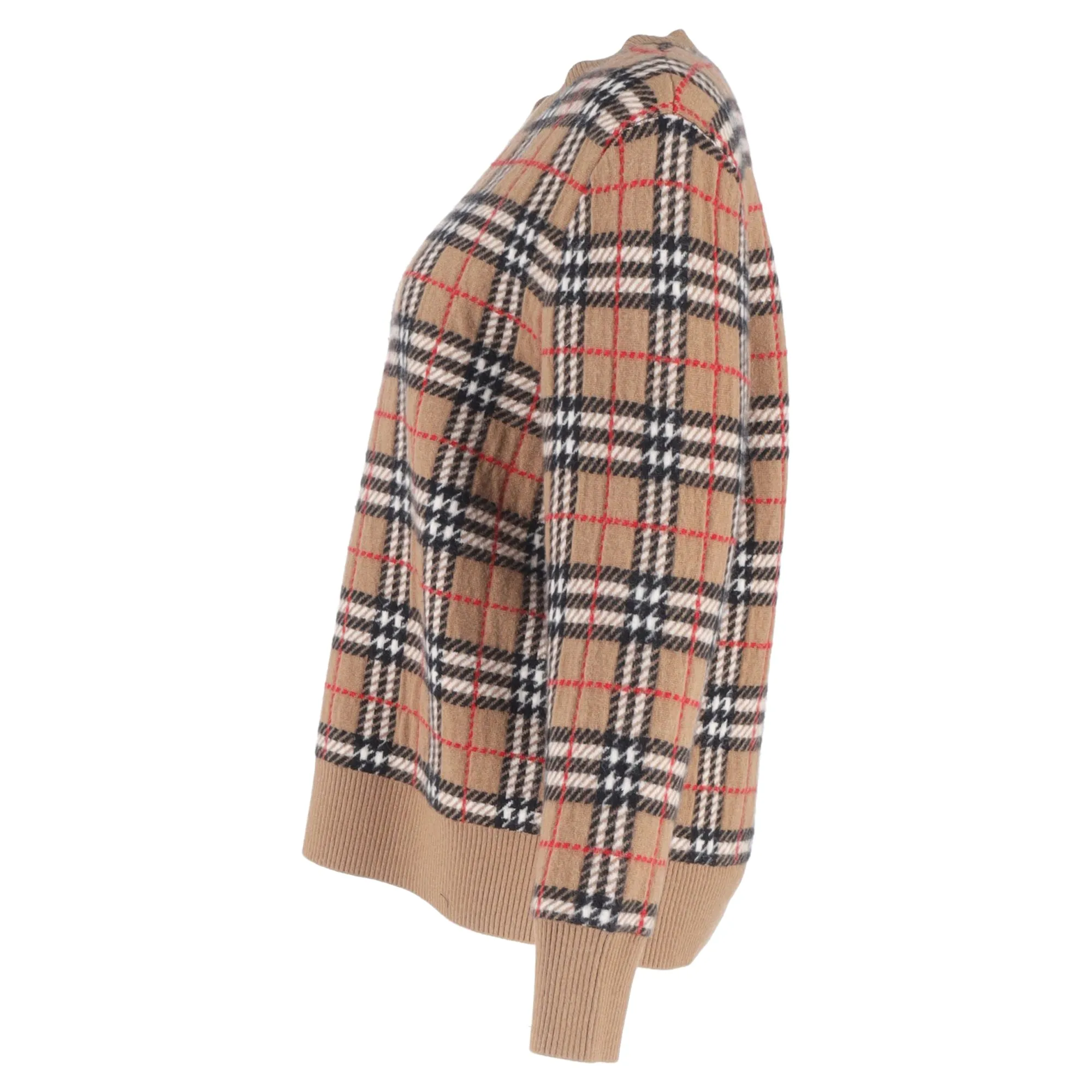 Burberry Knitted Checkered Sweater in Brown Wool