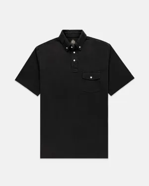 BUTTON DOWN COLLAR POLO SHIRT - BLACK