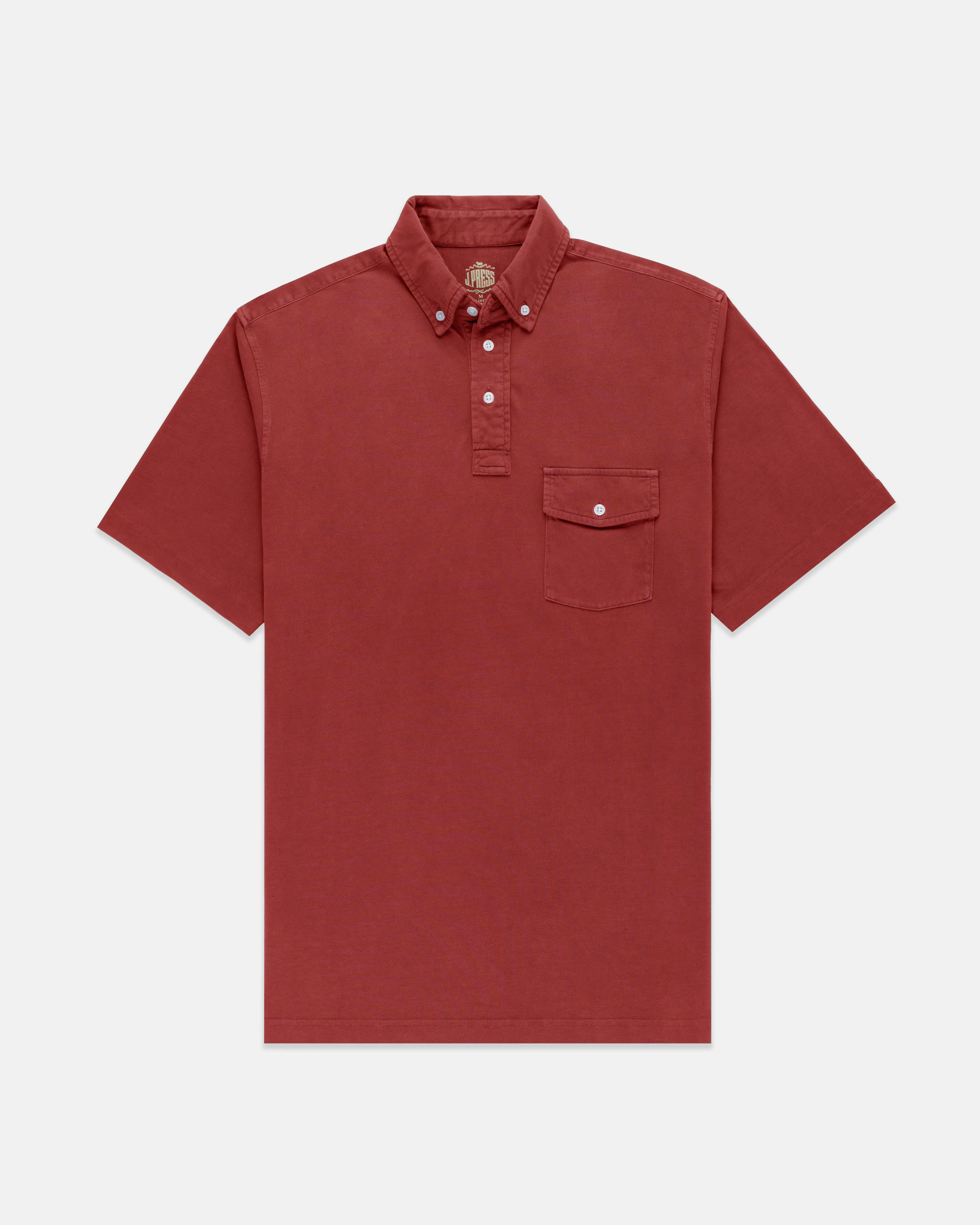 BUTTON DOWN COLLAR POLO SHIRT - DARK RED