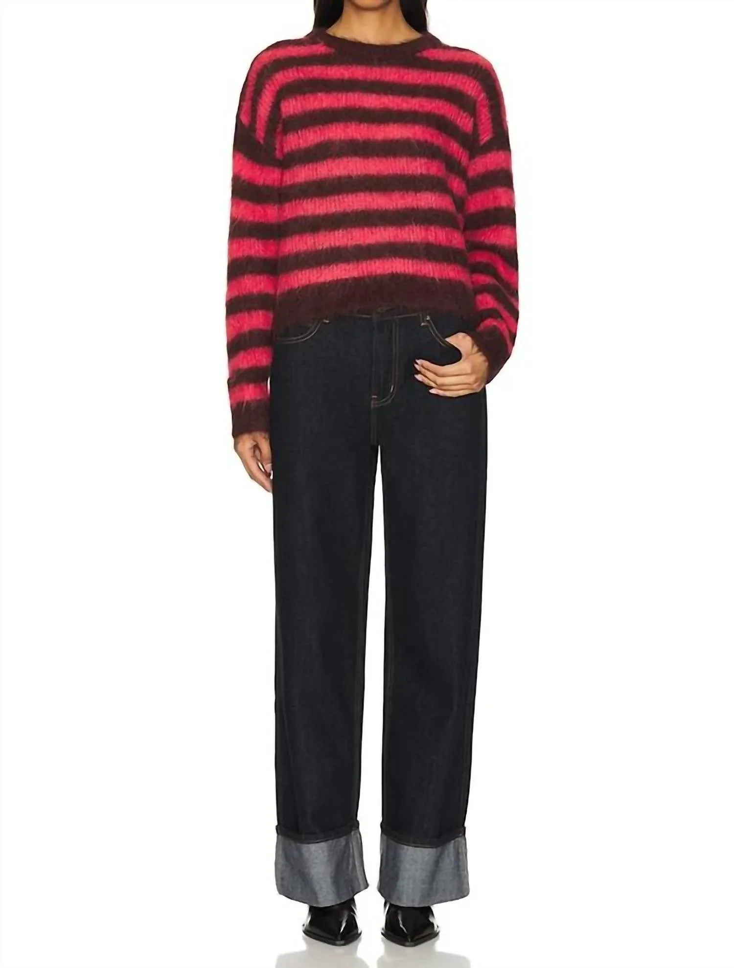 Bymi Pullover Sweater In Bordeaux Hortensia