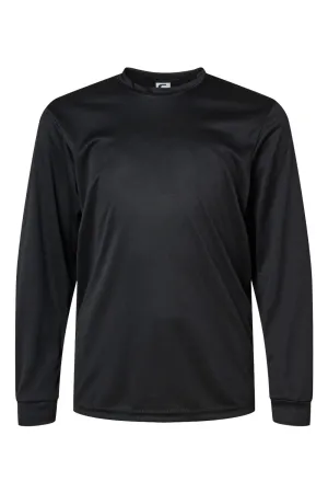 C2 Sport Youth Performance Moisture Wicking Long Sleeve Crewneck T-Shirt - Black
