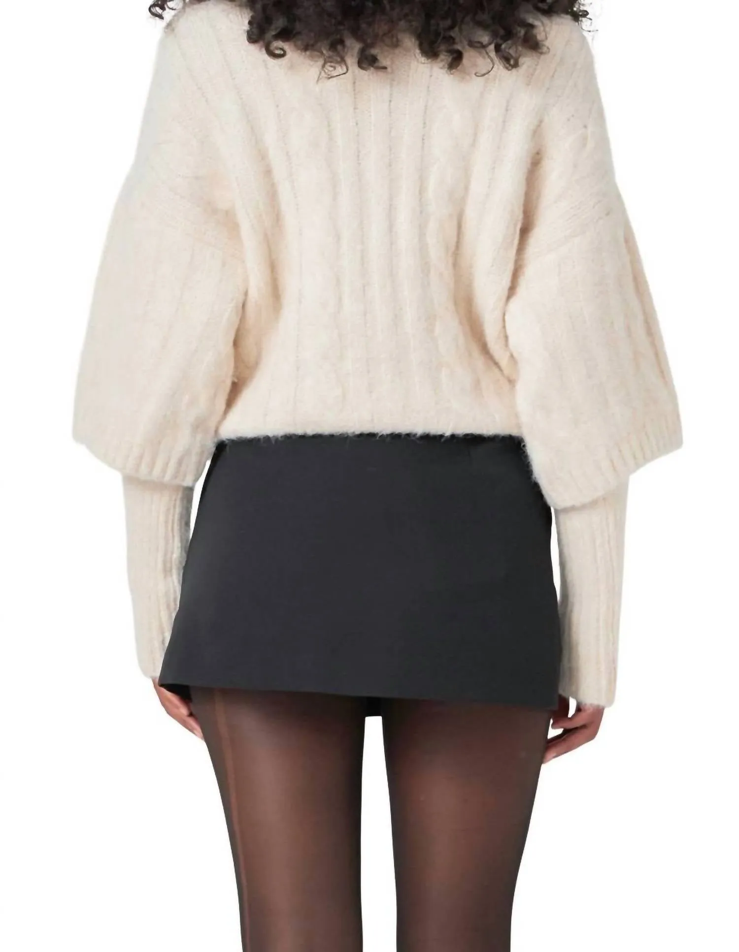 Cable Twofer Sweater In Cream
