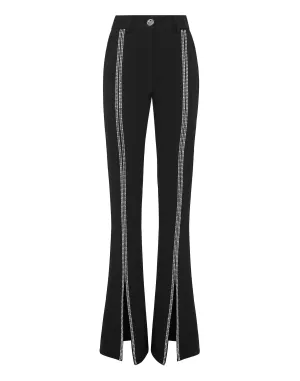 Cady High Waist Trousers Crystal with Crystals
