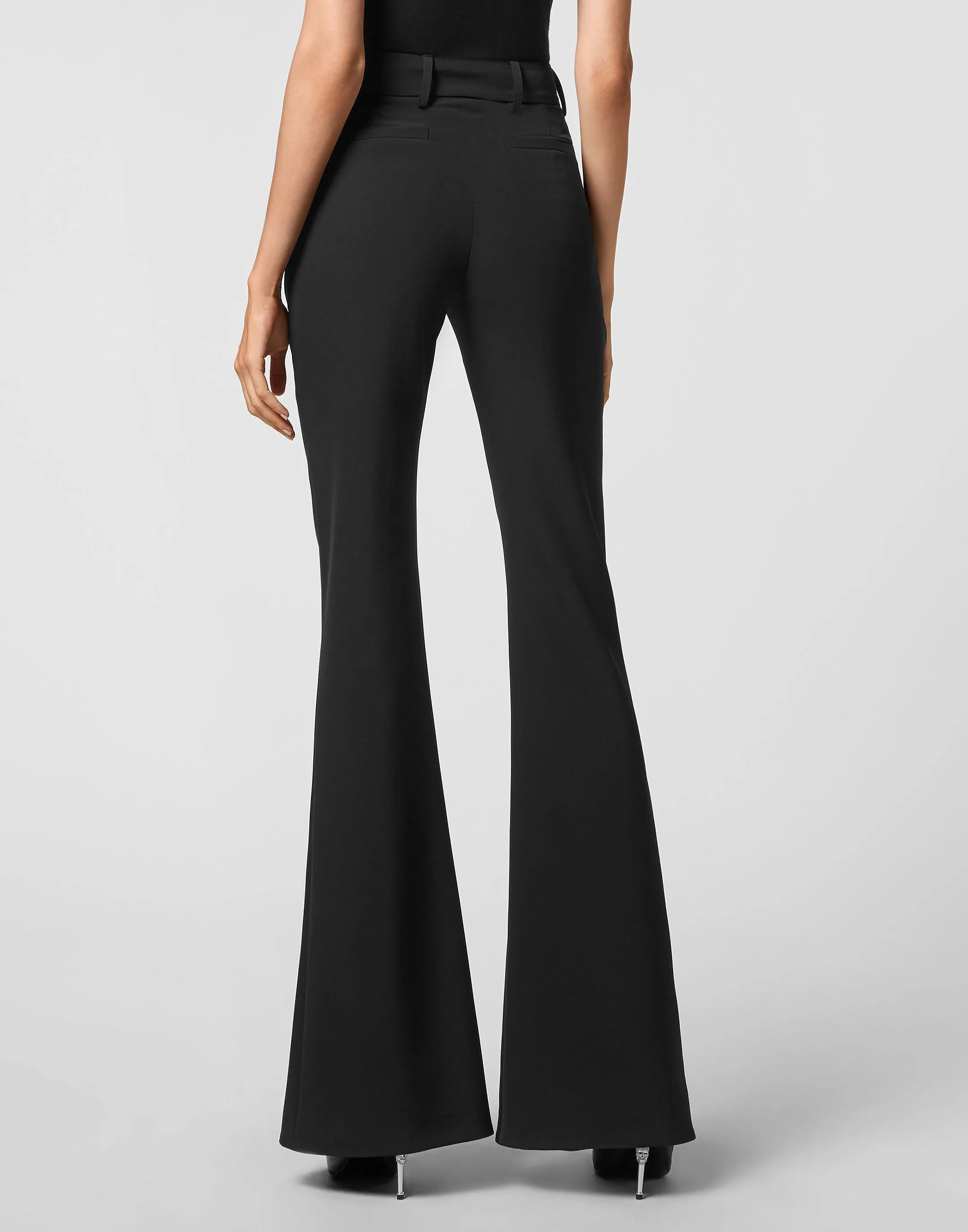 Cady High Waist Trousers Crystal with Crystals