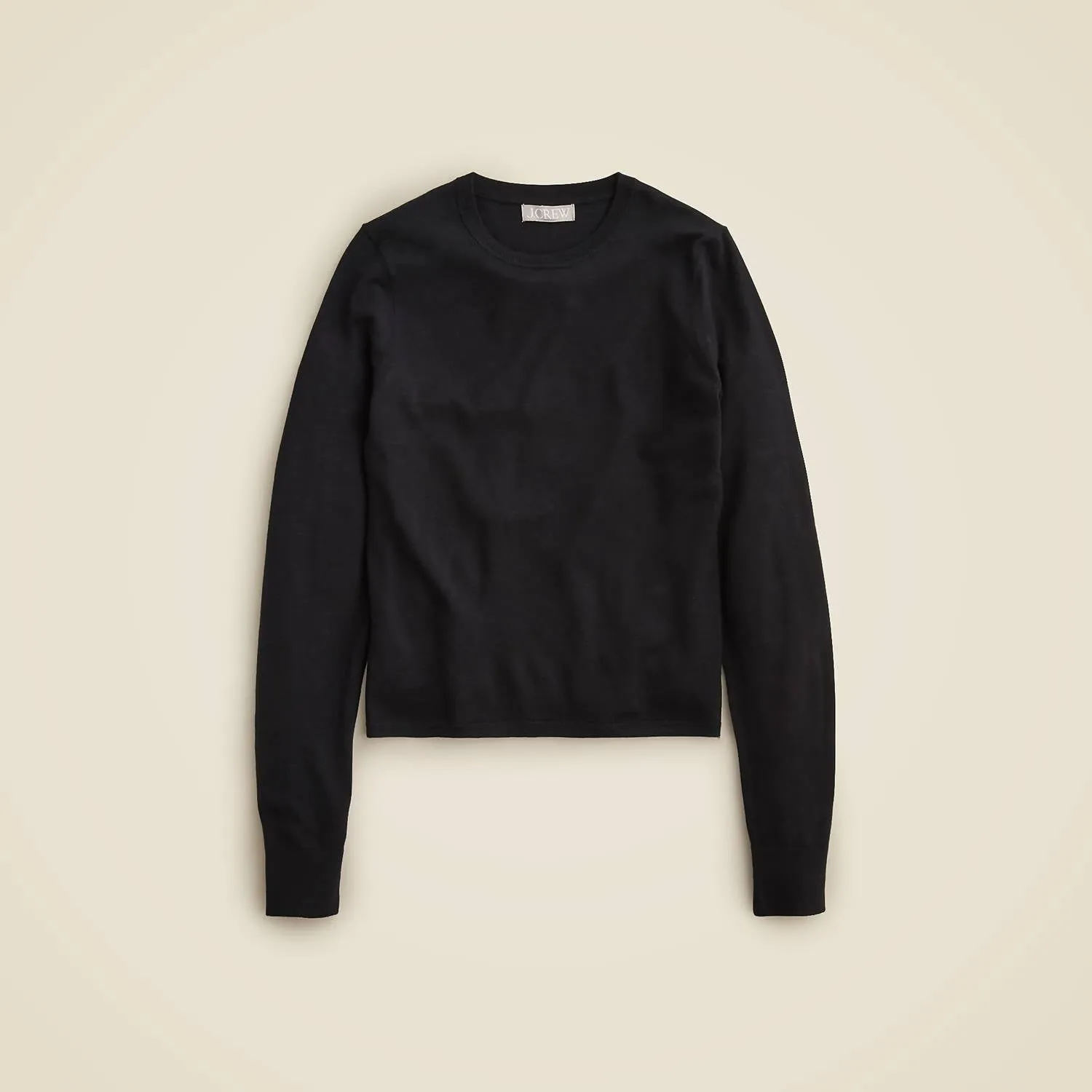 Carolyn Fitted Crewneck Sweater In Merino Wool In Black
