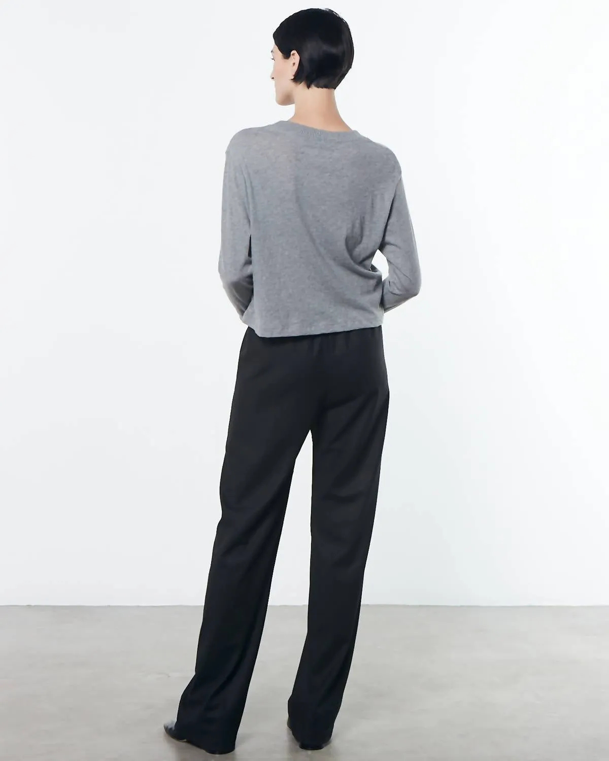 Cashmere Boxy L/s Crew In Smoke
