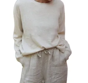 Cashmere Cove Crew Sweater In Blanco