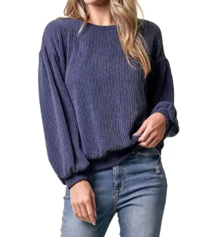 Cassandra Rib Top In Navy