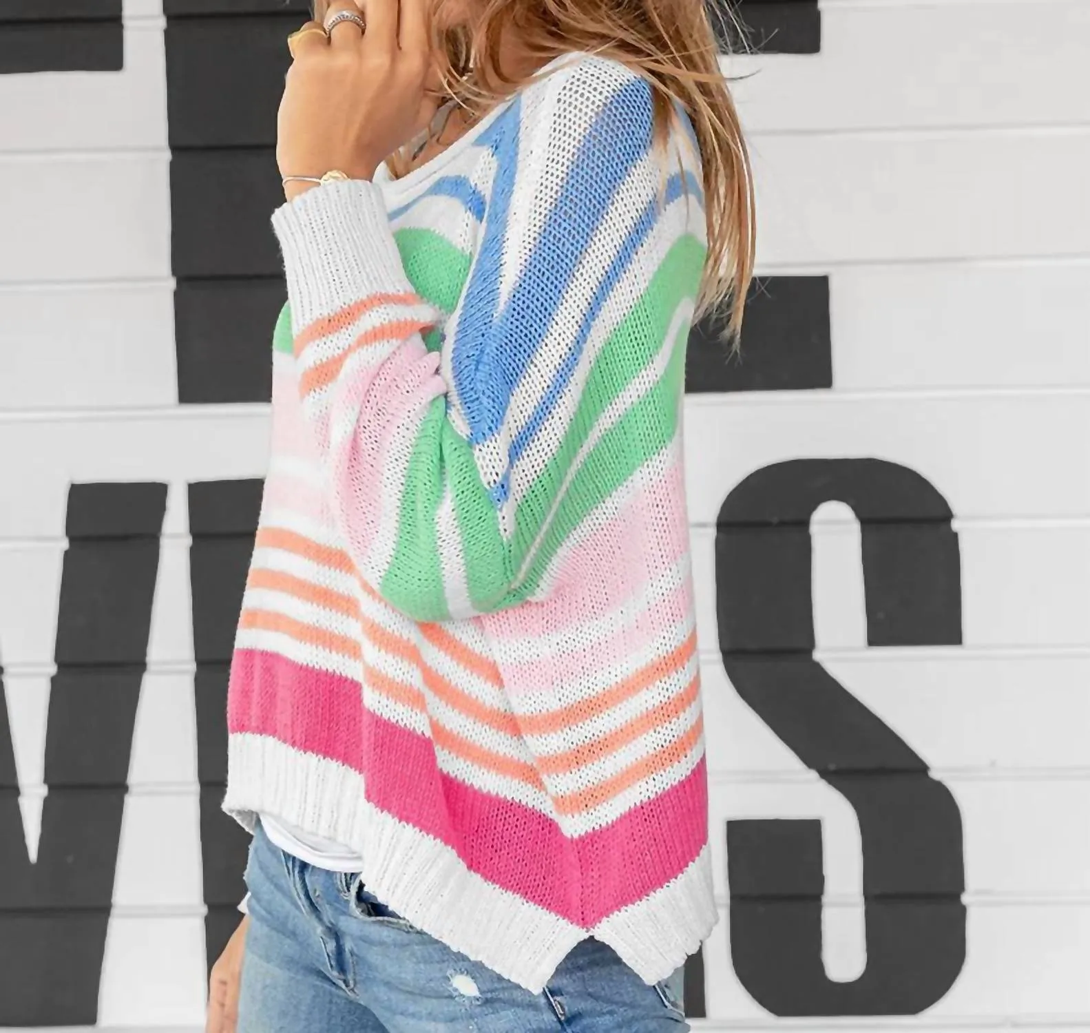 Cate Striped Cotton Top In Multi