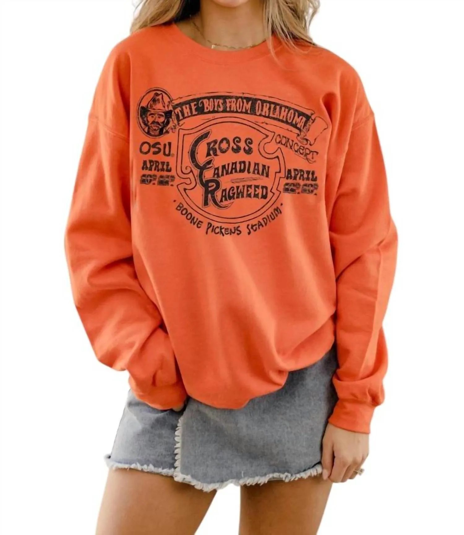 Ccr Osu Boys From Oklahoma Thrifted Sweatshirt In Orange