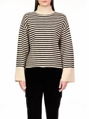 Chalet Stripe Sweater In Almond/black