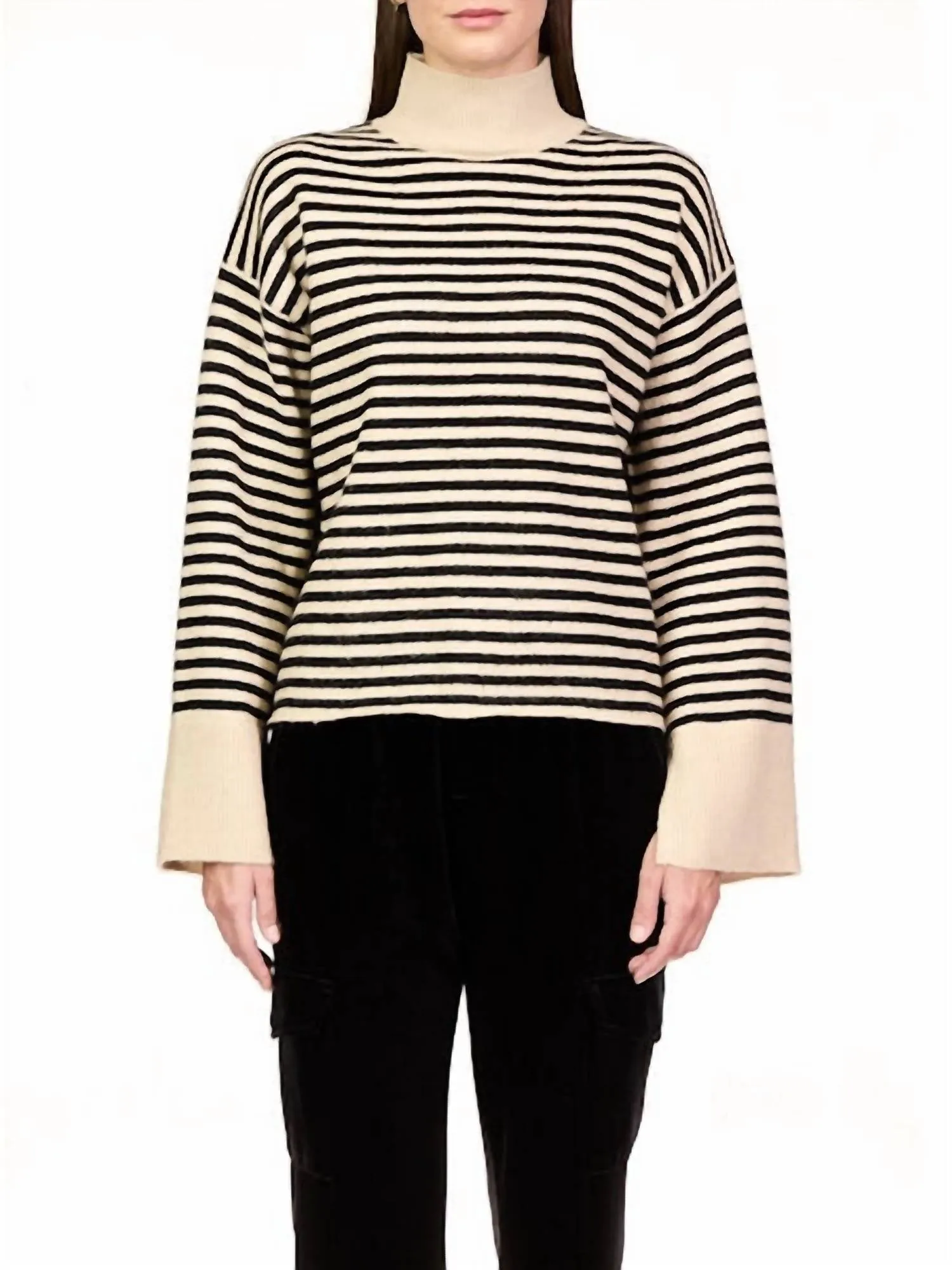 Chalet Stripe Sweater In Almond/black