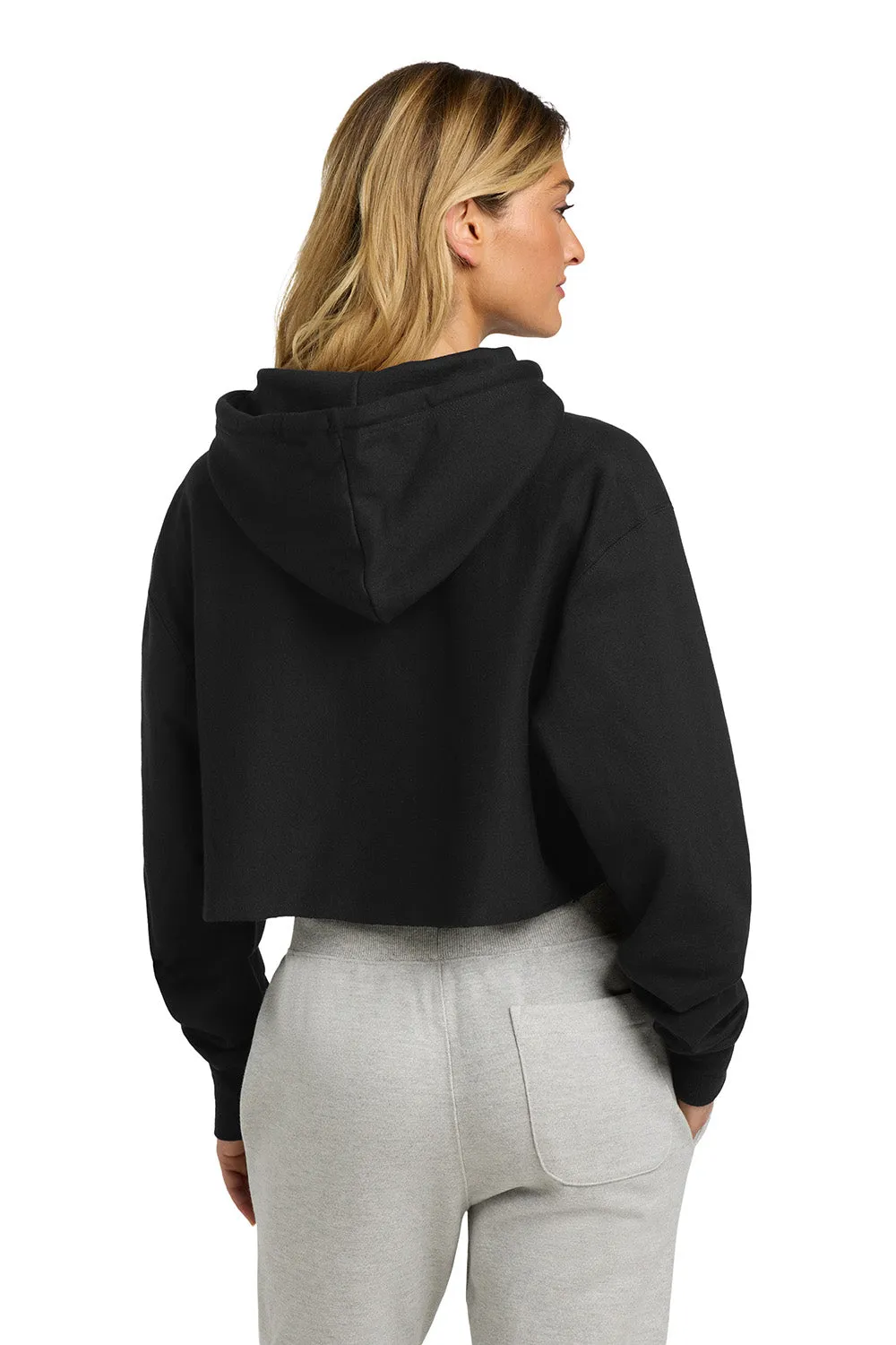 Champion Womens Reverse Weave Cropped Cut Off Hooded Sweatshirt Hoodie - Black
