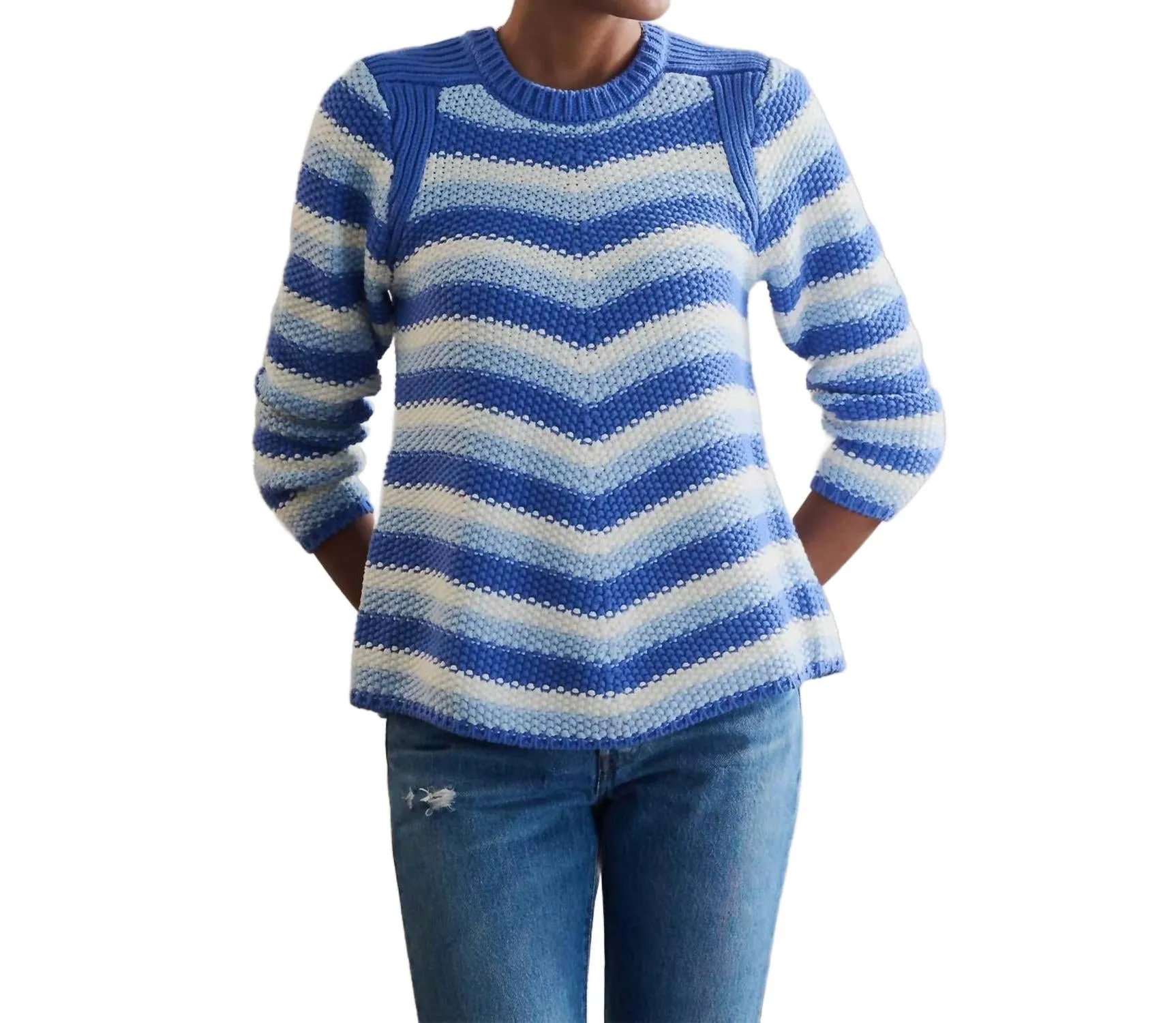 Chevron Swing Sweater In Blue