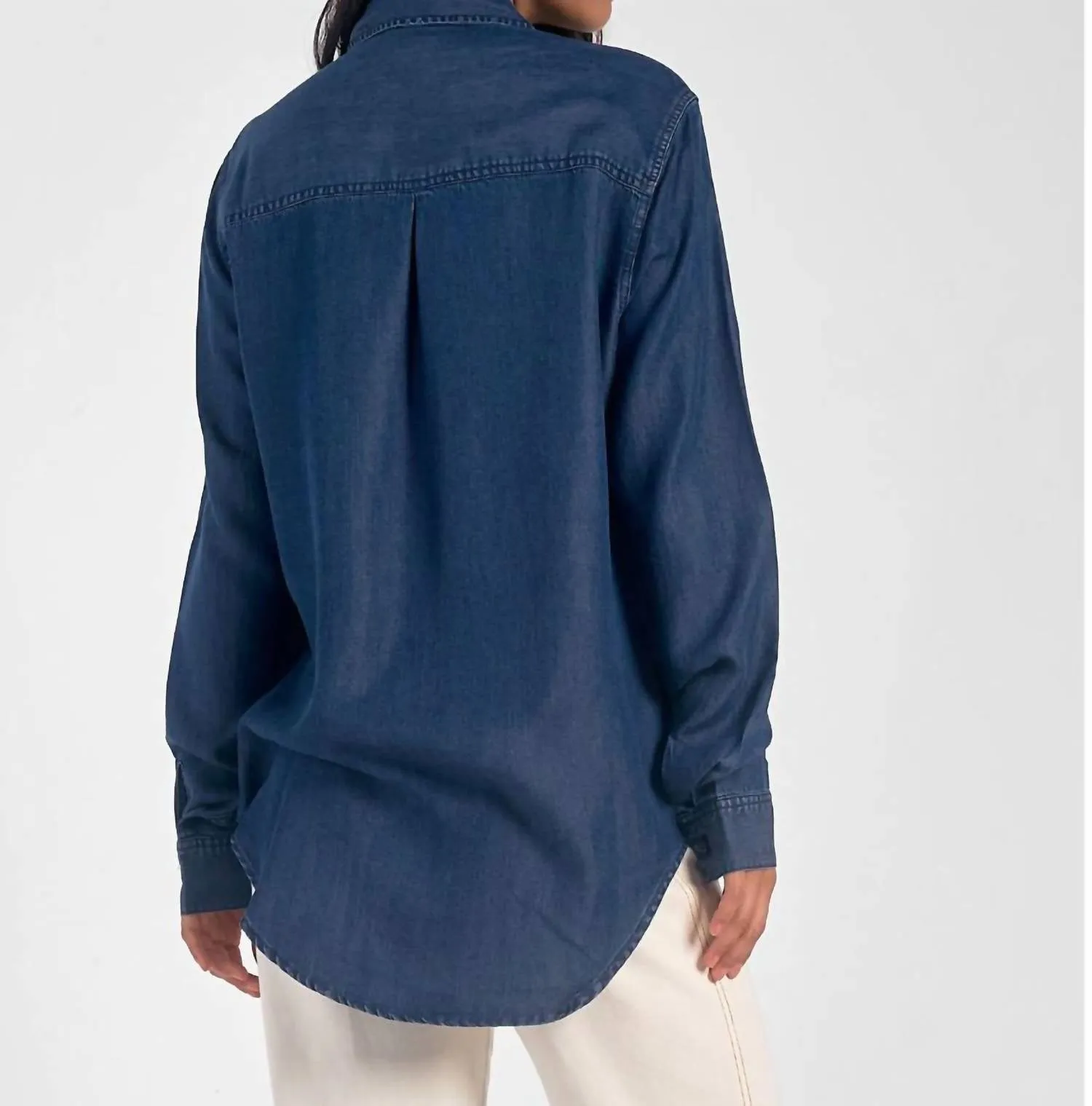 Classic Denim Button Down Shirt In Blue