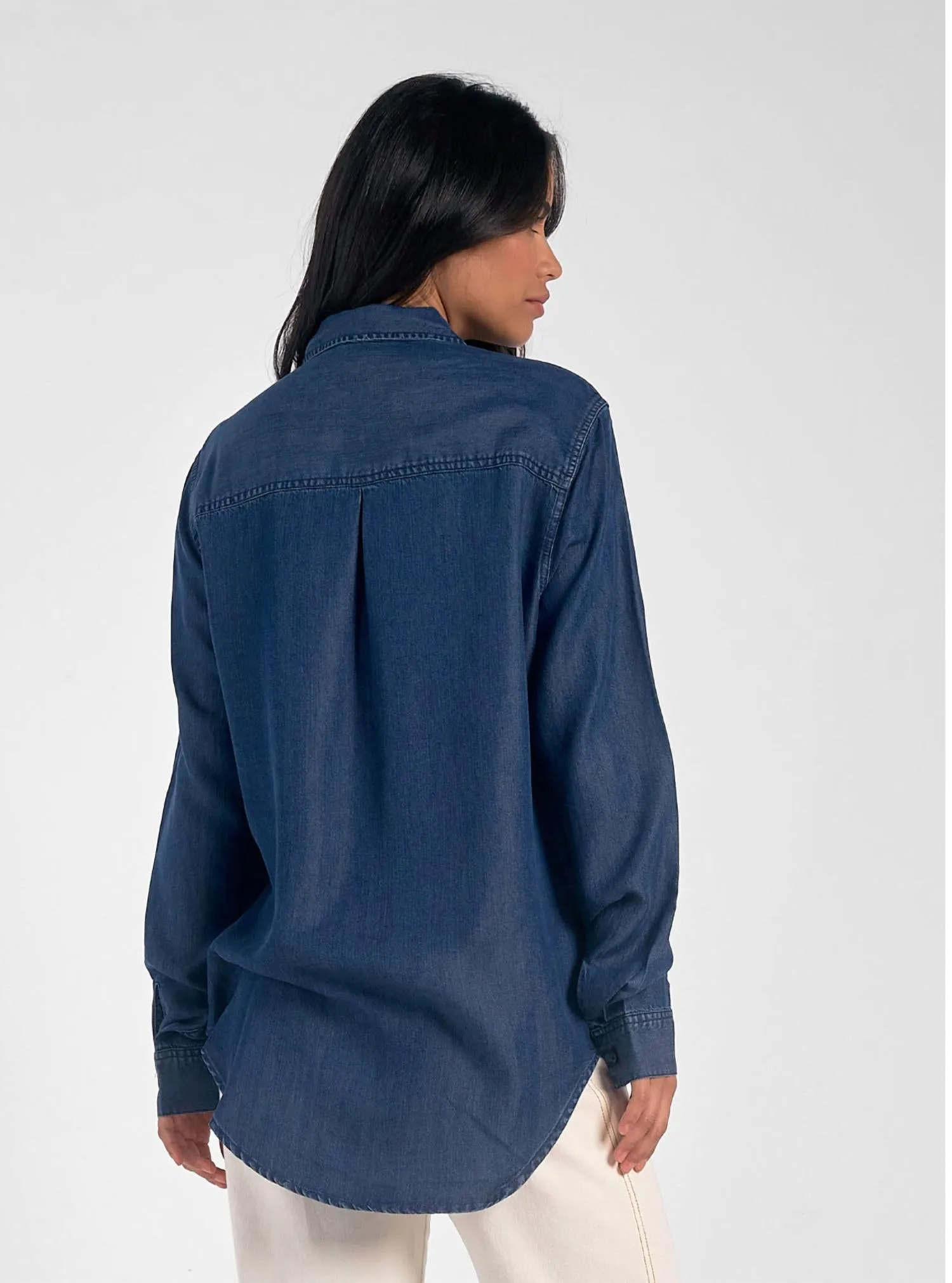 Classic Denim Button Down Shirt In Blue