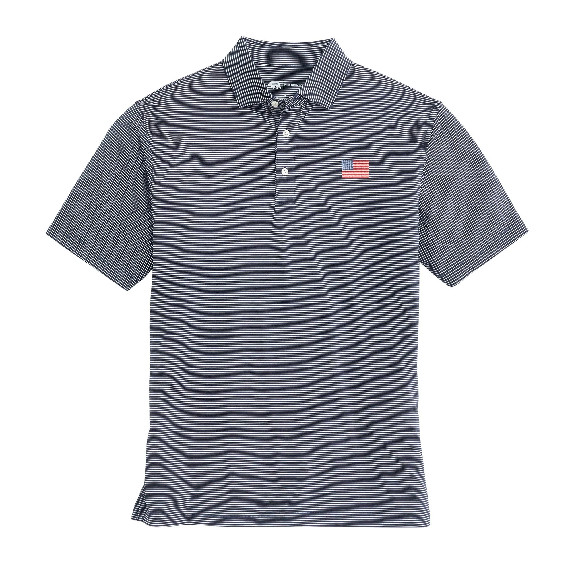 Classic Flag Birdie Stripe Performance Polo - Dark Denim