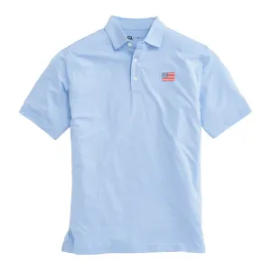 Classic Flag Hairline Stripe Performance Polo - Sky