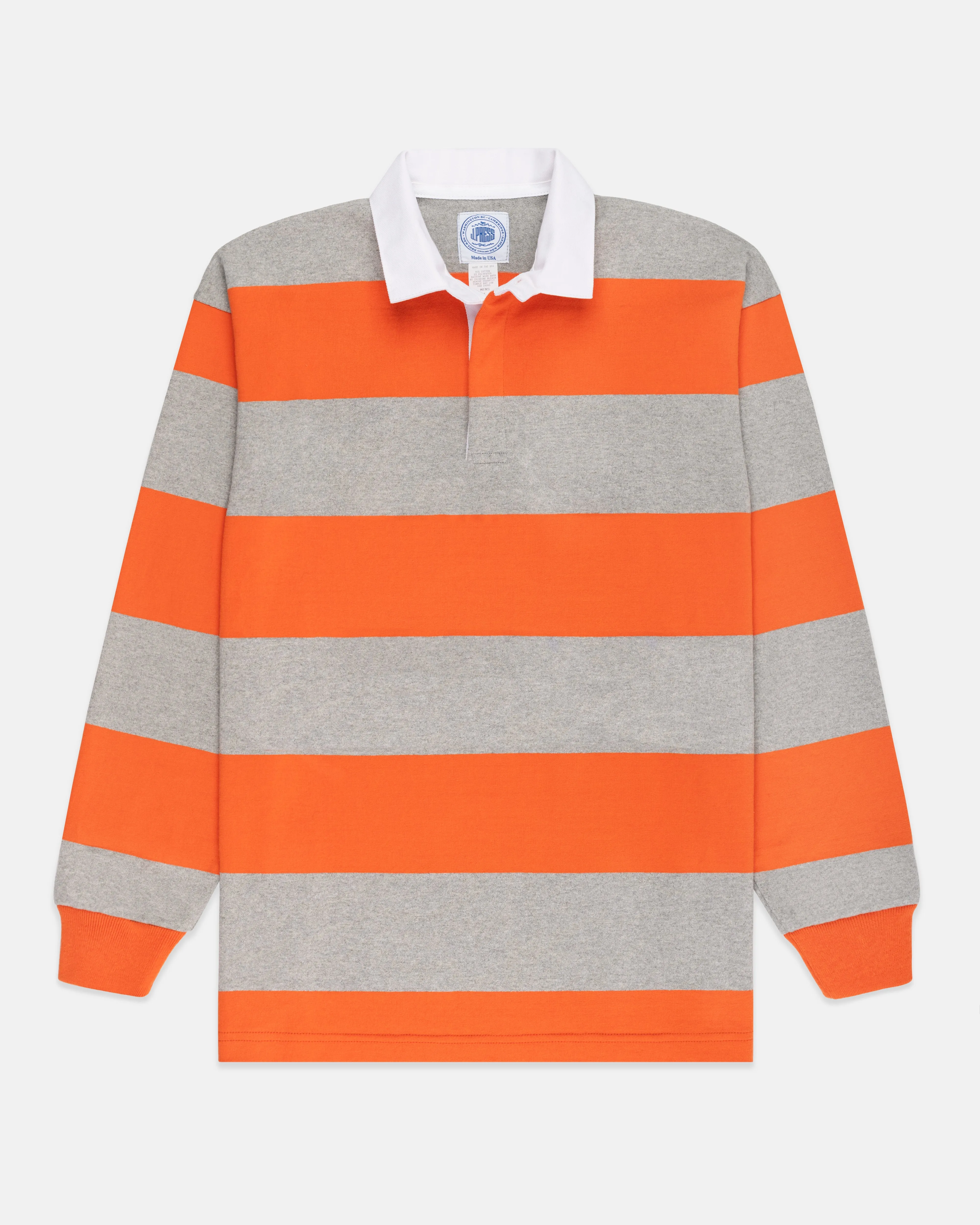CLASSIC STRIPE RUGBY SHIRT - ORANGE/GREY