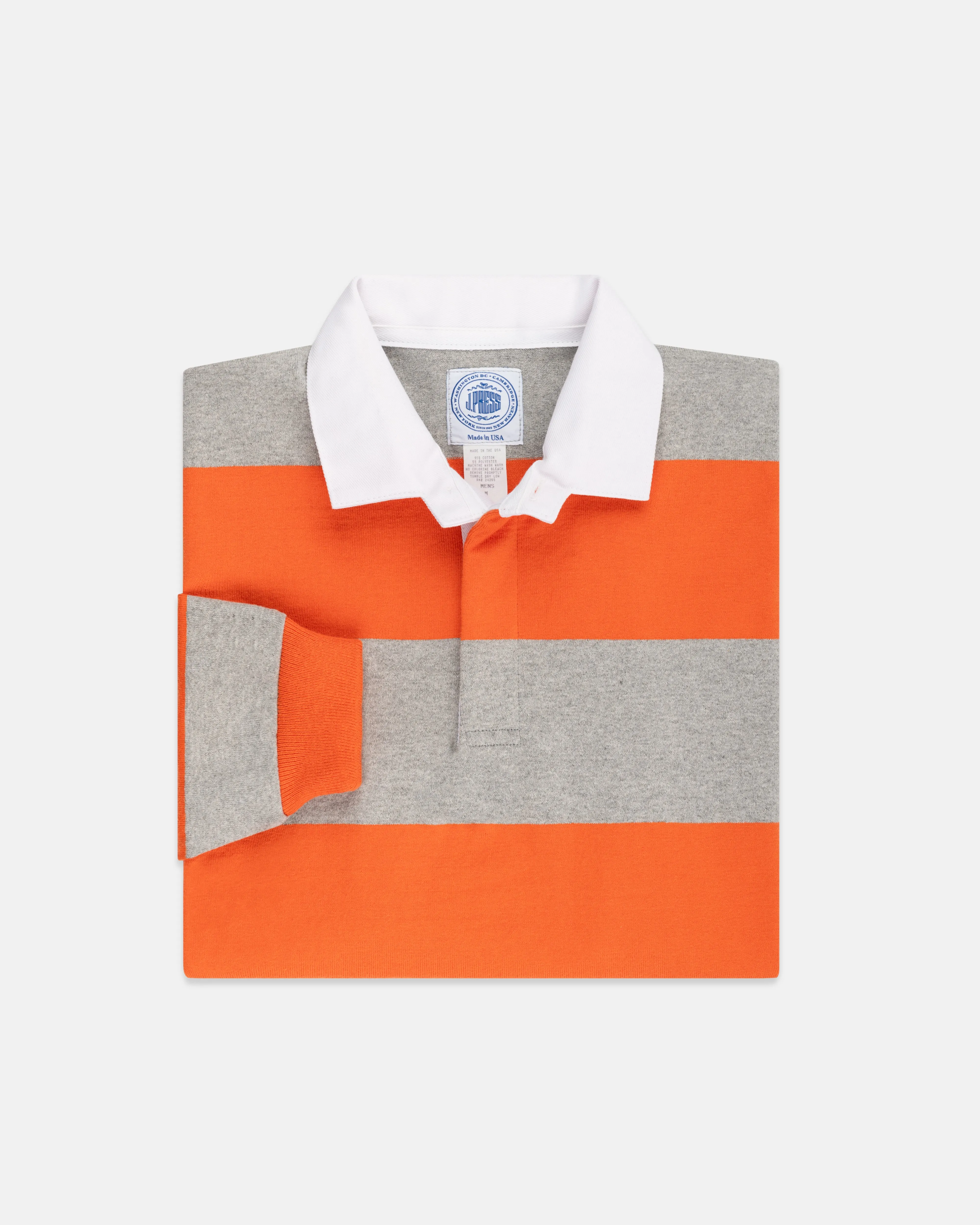 CLASSIC STRIPE RUGBY SHIRT - ORANGE/GREY