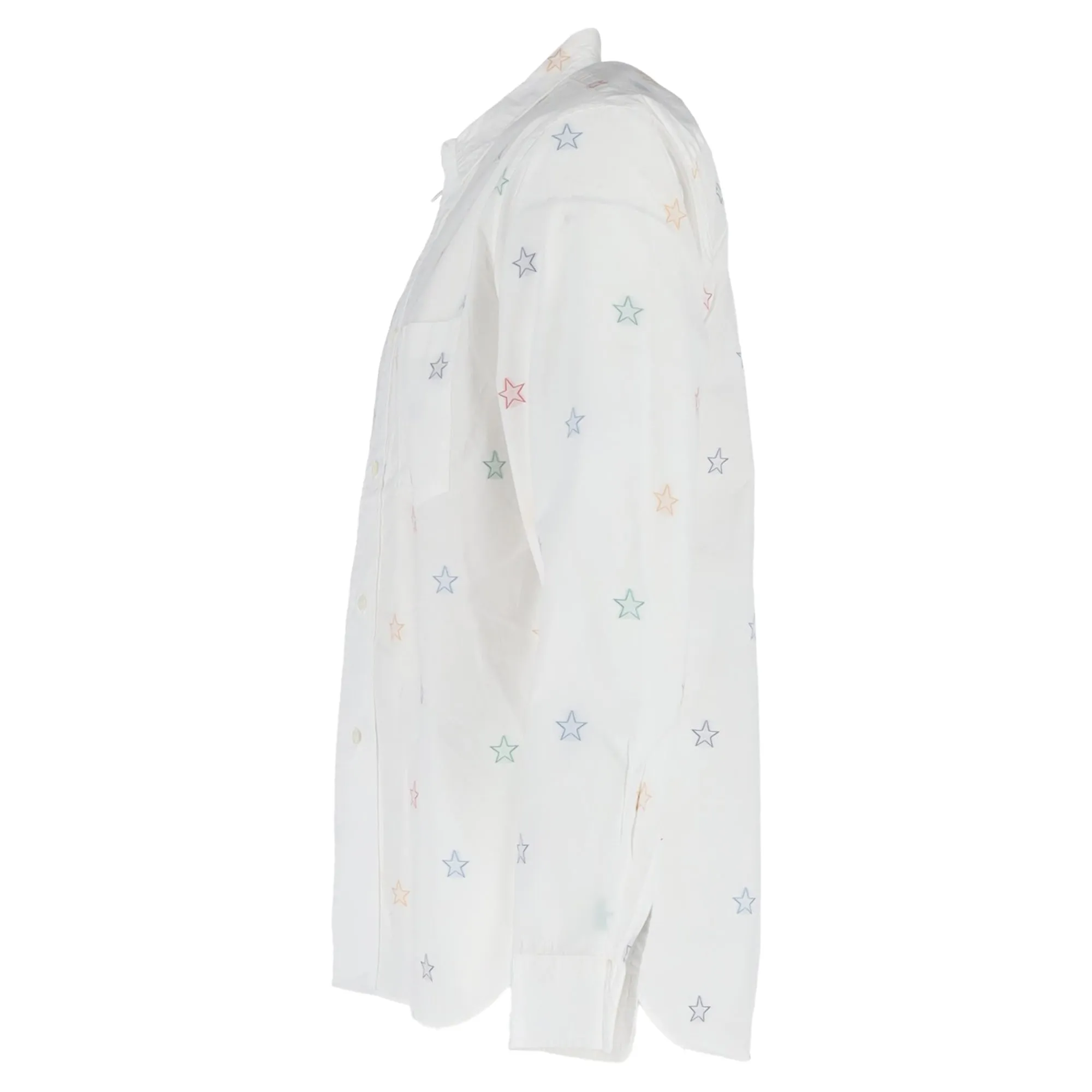 Comme Des Garçons Star Printed Long Sleeve Shirt in White Cotton