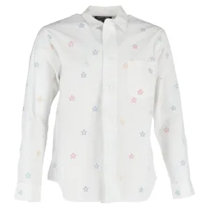 Comme Des Garçons Star Printed Long Sleeve Shirt in White Cotton