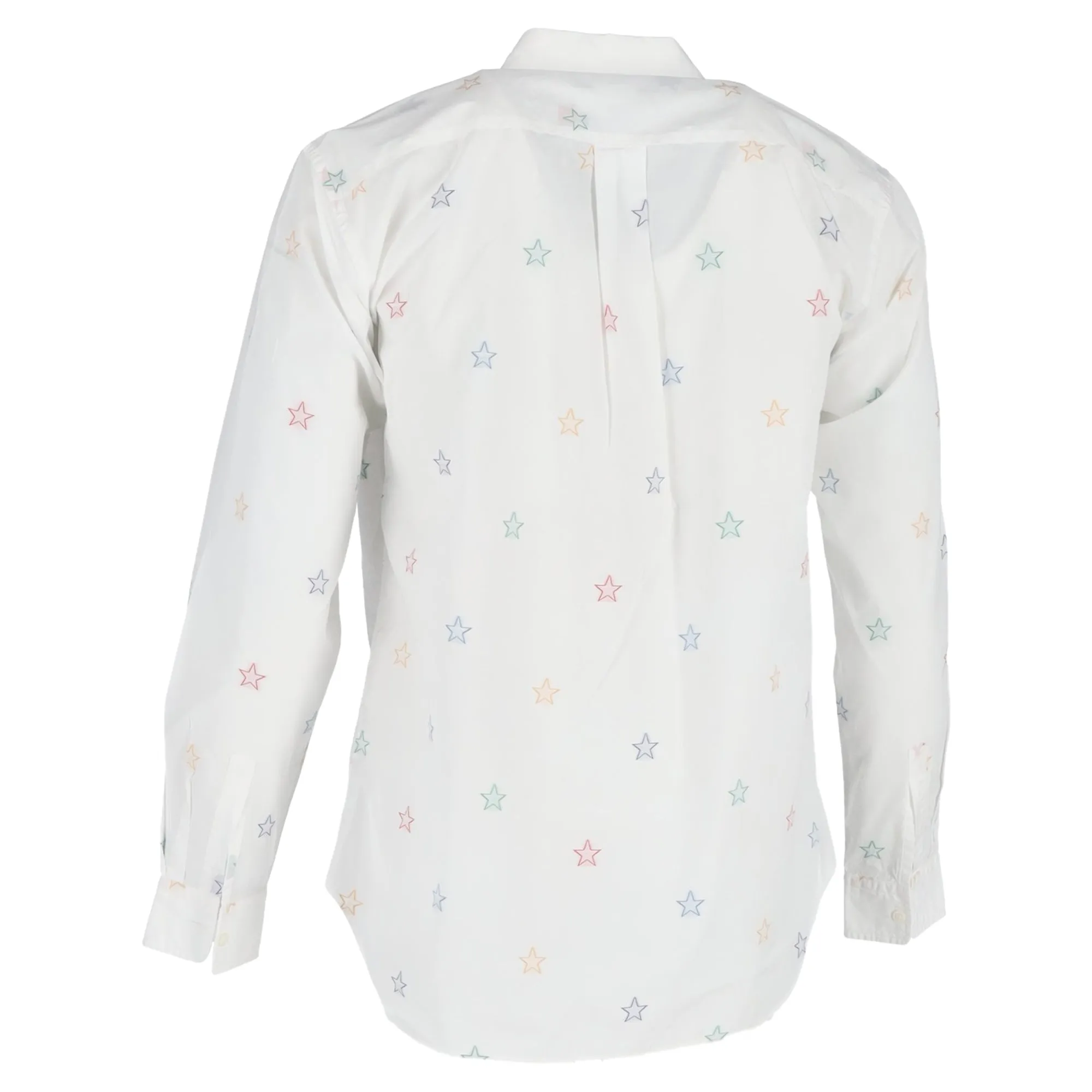 Comme Des Garçons Star Printed Long Sleeve Shirt in White Cotton