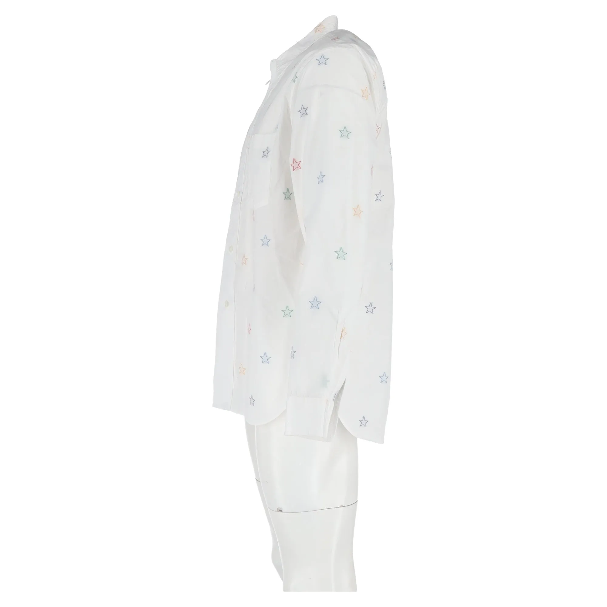 Comme Des Garçons Star Printed Long Sleeve Shirt in White Cotton