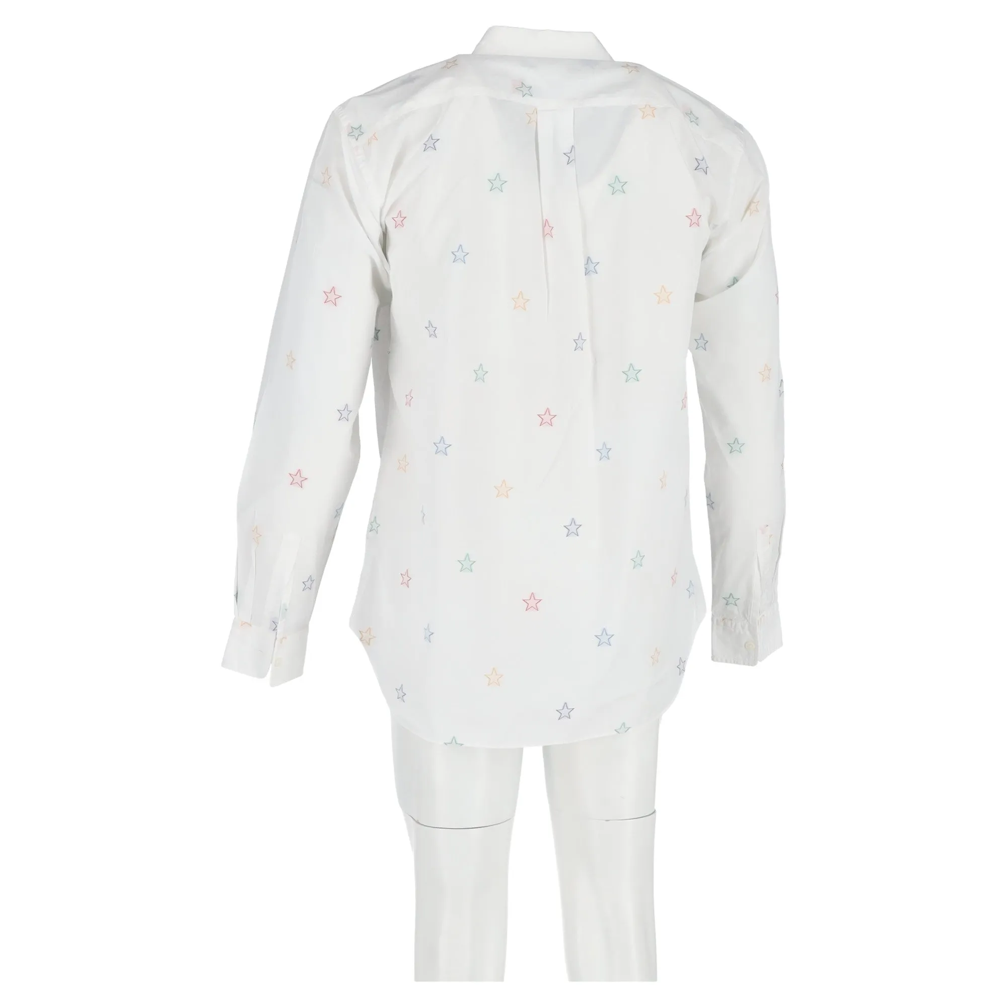 Comme Des Garçons Star Printed Long Sleeve Shirt in White Cotton