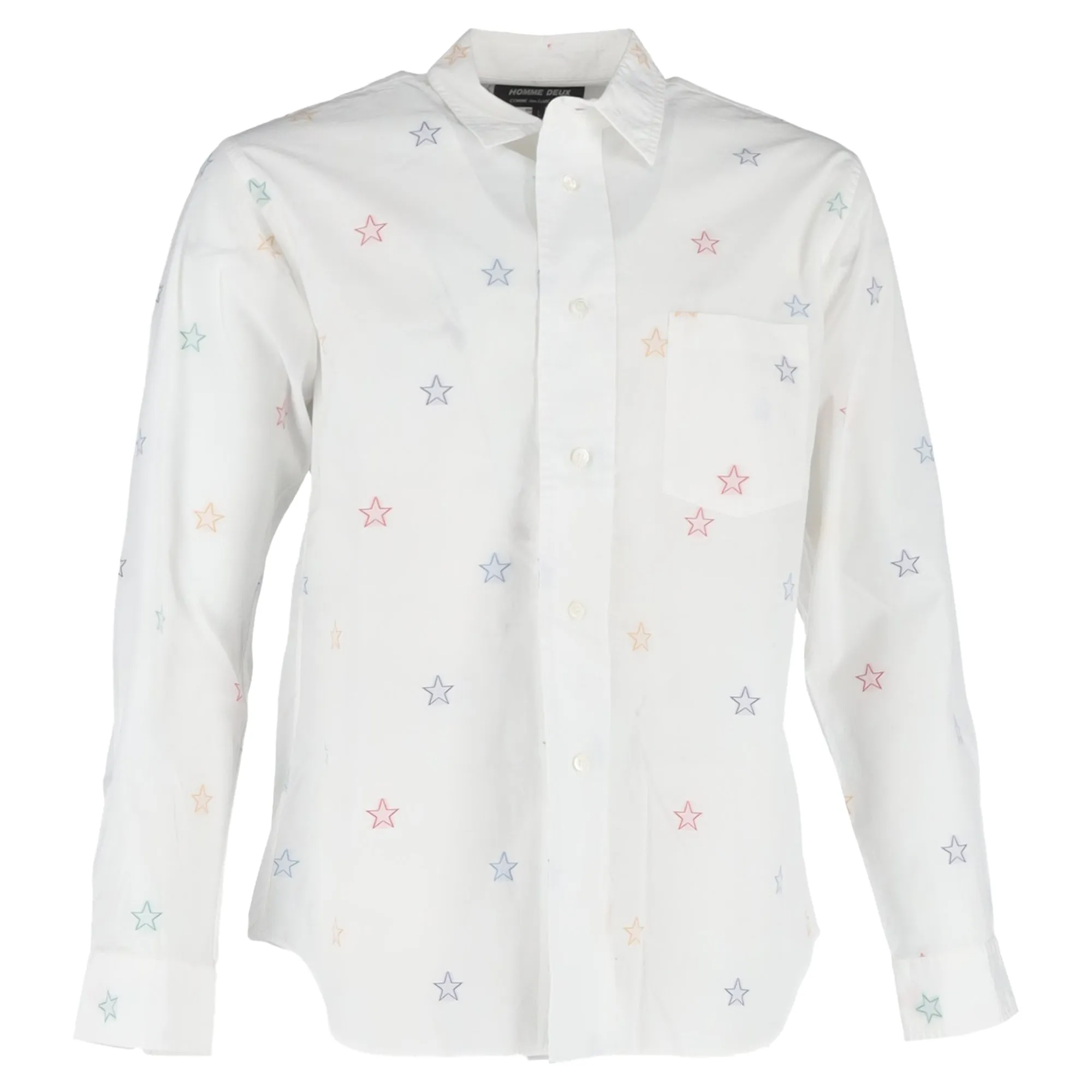 Comme Des Garçons Star Printed Long Sleeve Shirt in White Cotton