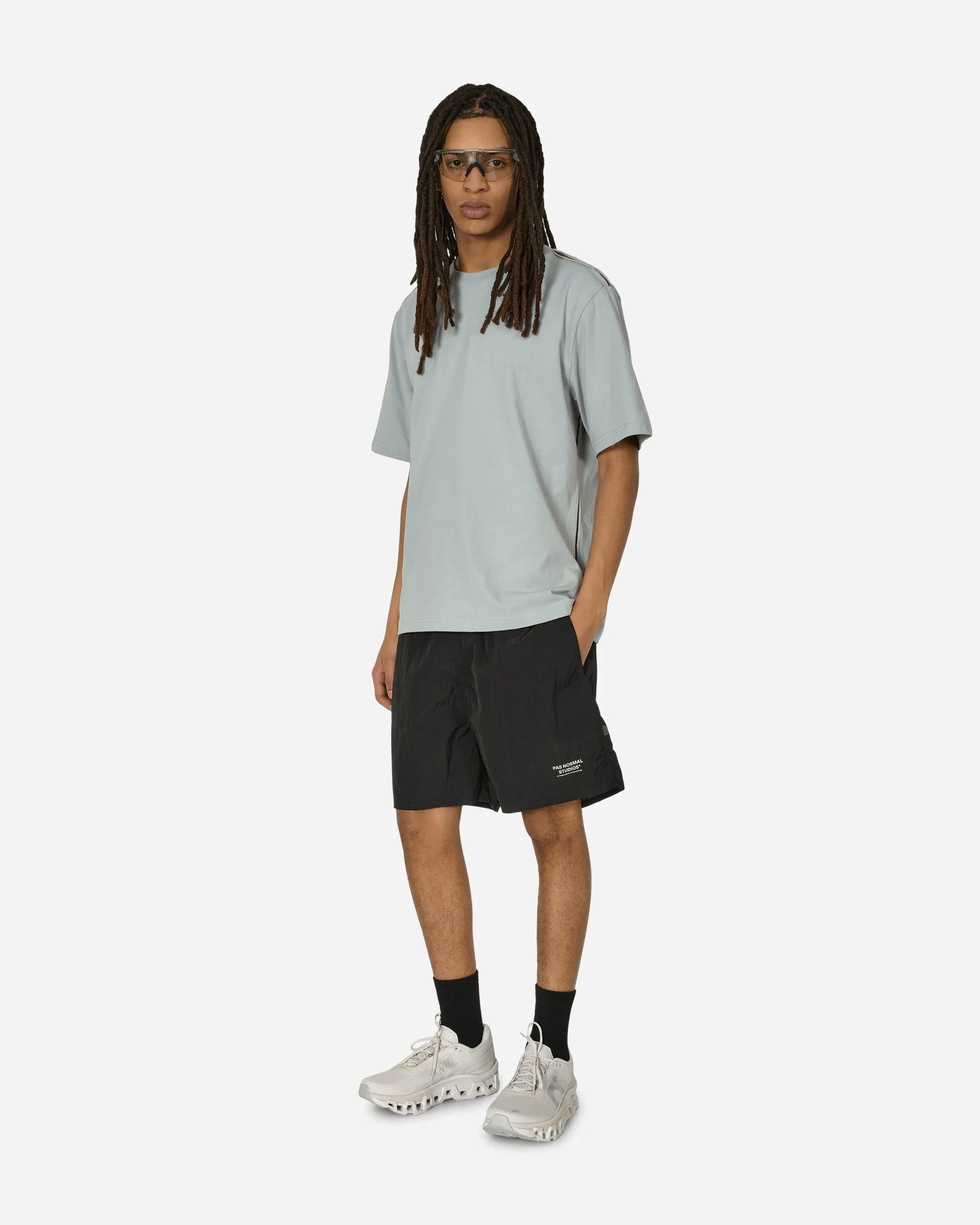 Contrast Mesh Panel T-Shirt Misty Blue
