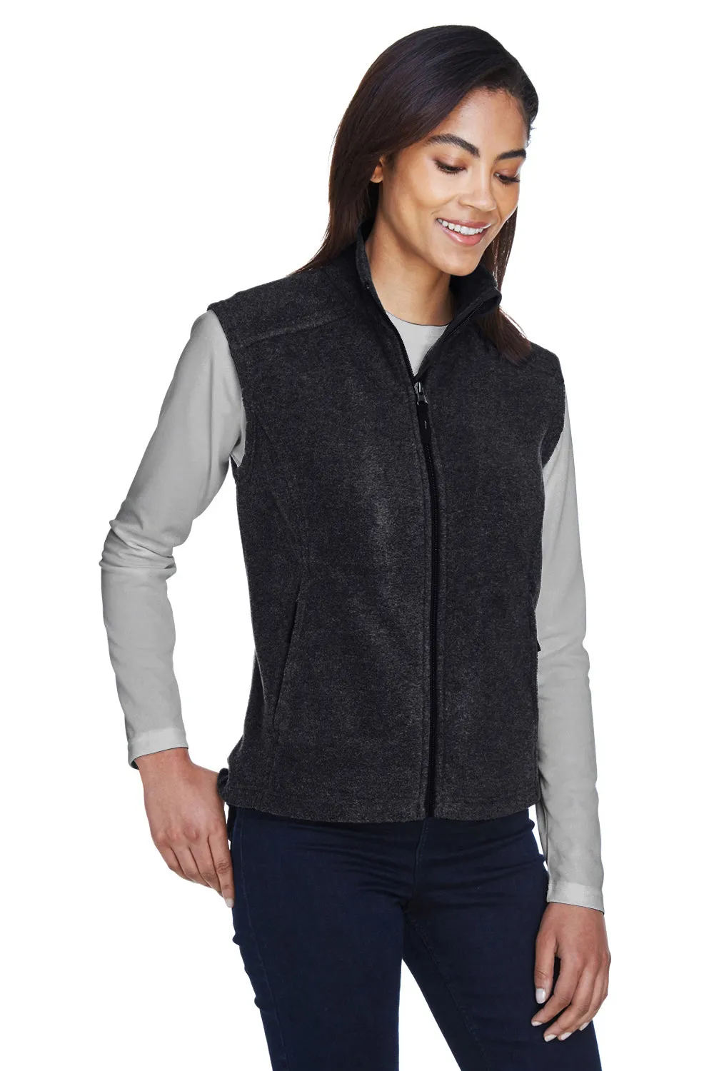 Core 365 Womens Journey Pill Resistant Fleece Full Zip Vest - Heather Charcoal Grey