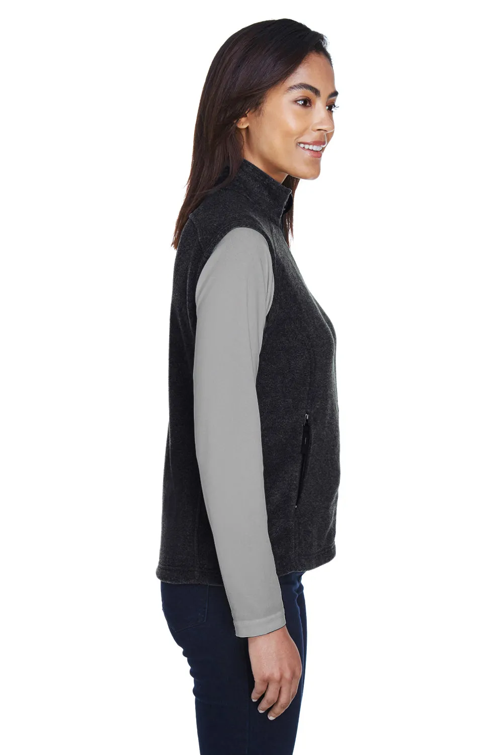 Core 365 Womens Journey Pill Resistant Fleece Full Zip Vest - Heather Charcoal Grey