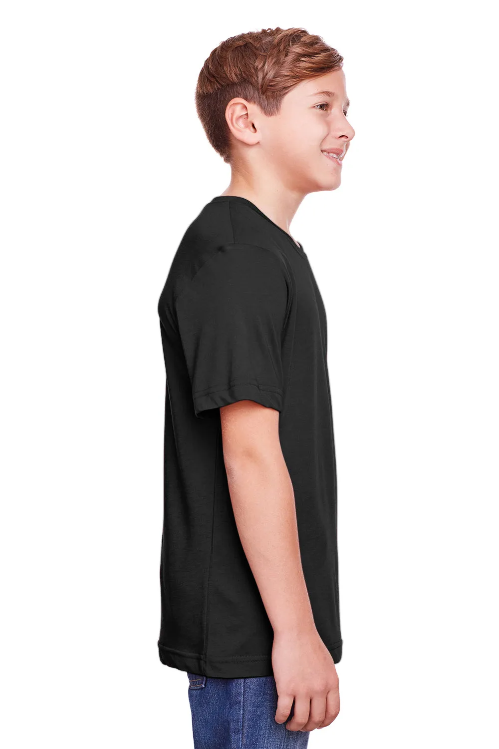 Core 365 Youth Fusion ChromaSoft Performance Moisture Wicking Short Sleeve Crewneck T-Shirt - Black