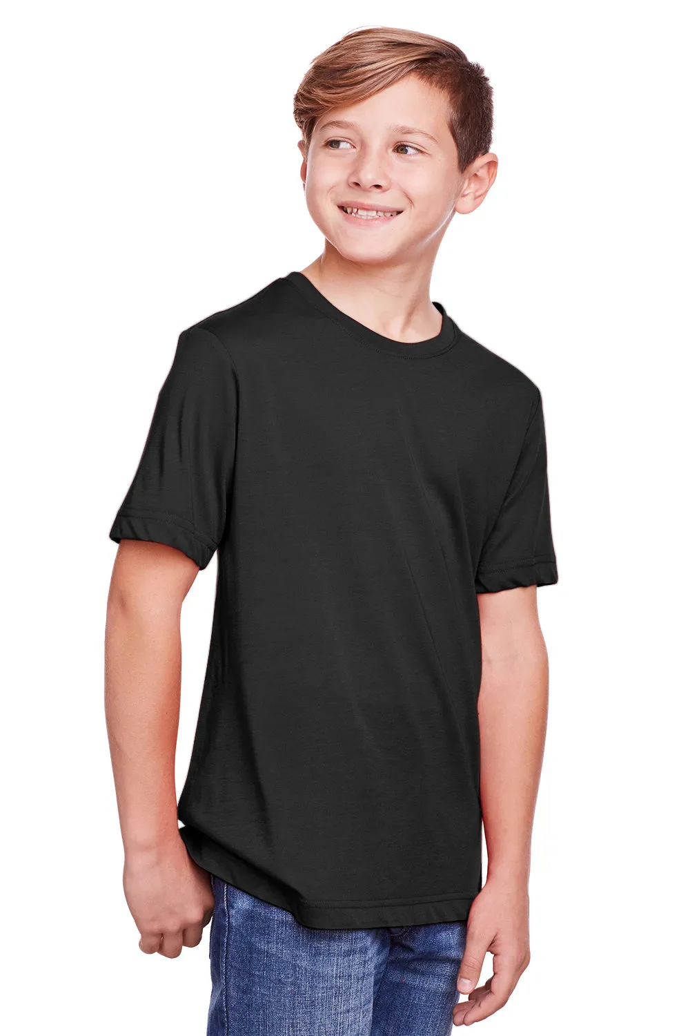 Core 365 Youth Fusion ChromaSoft Performance Moisture Wicking Short Sleeve Crewneck T-Shirt - Black