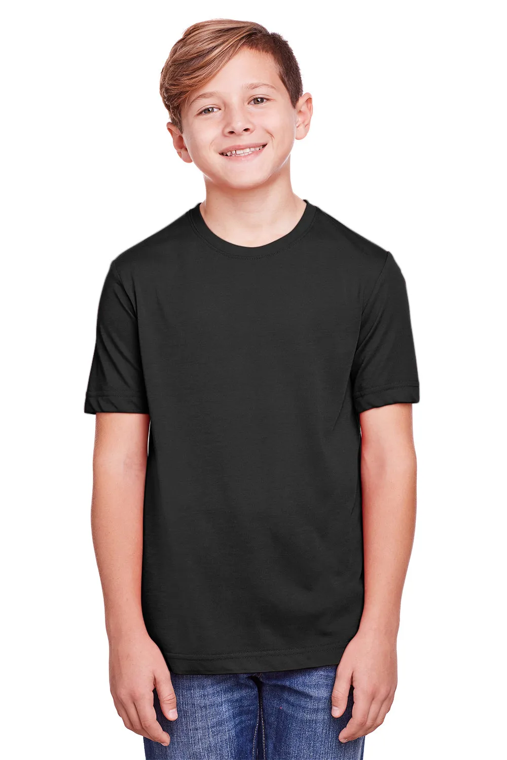Core 365 Youth Fusion ChromaSoft Performance Moisture Wicking Short Sleeve Crewneck T-Shirt - Black