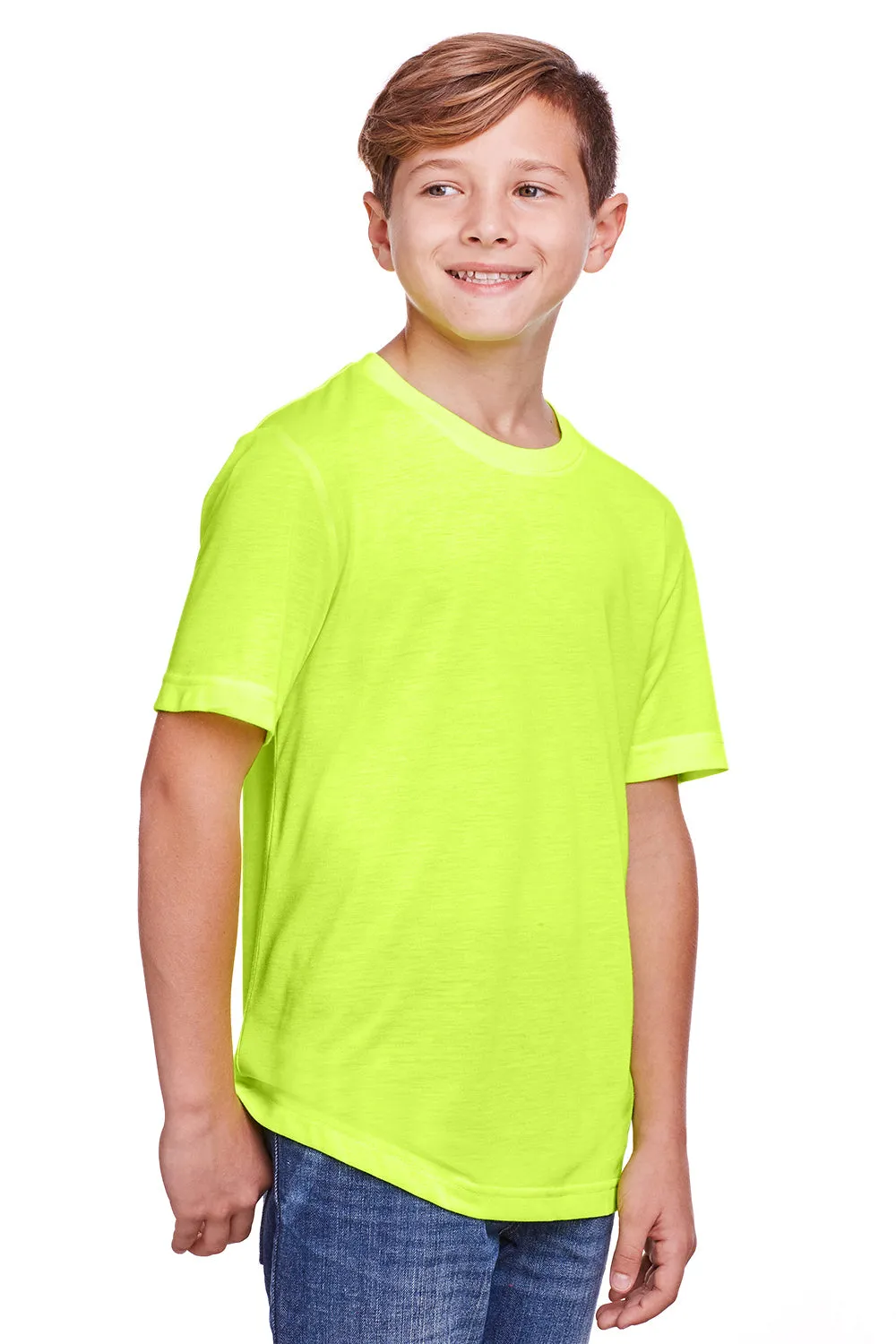 Core 365 Youth Fusion ChromaSoft Performance Moisture Wicking Short Sleeve Crewneck T-Shirt - Safety Yellow