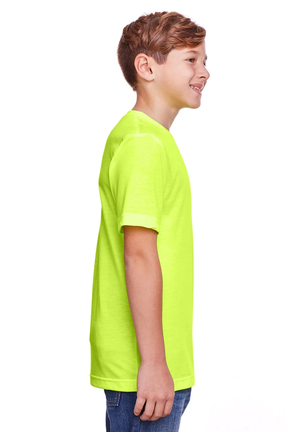 Core 365 Youth Fusion ChromaSoft Performance Moisture Wicking Short Sleeve Crewneck T-Shirt - Safety Yellow