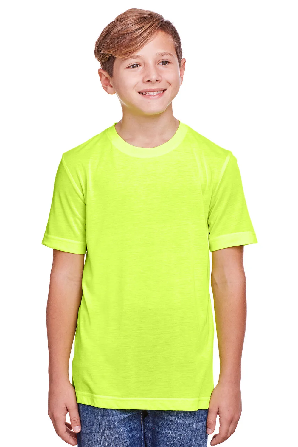 Core 365 Youth Fusion ChromaSoft Performance Moisture Wicking Short Sleeve Crewneck T-Shirt - Safety Yellow