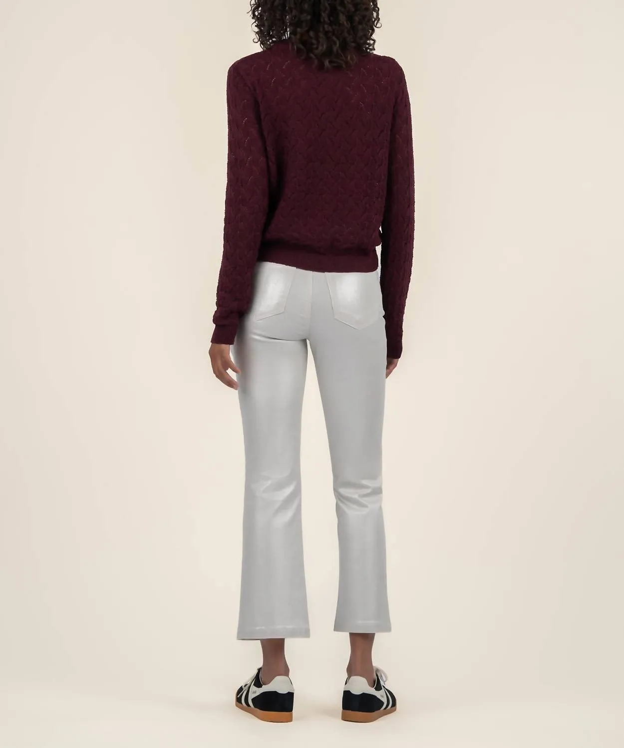 Cosmo Crochet Sweater In Bordeaux