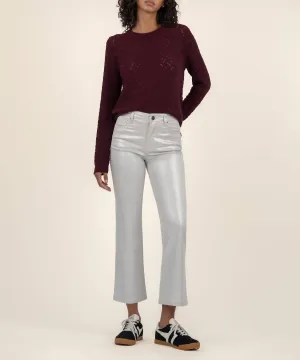 Cosmo Crochet Sweater In Bordeaux