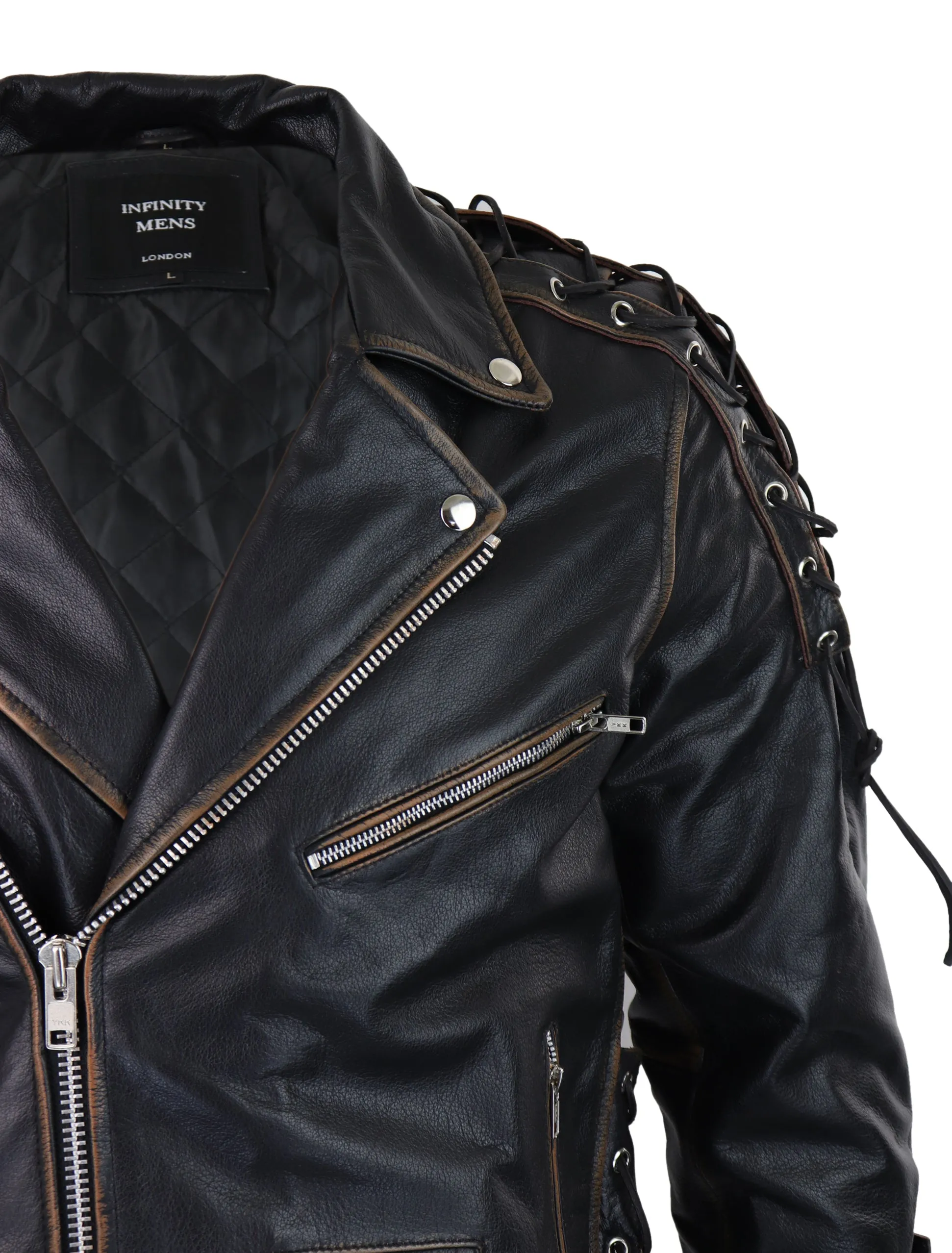 Cow Hide Leather Jacket Cross Zip Biker