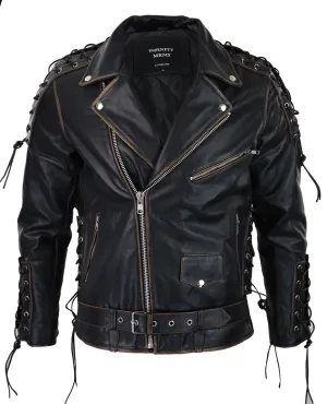 Cow Hide Leather Jacket Cross Zip Biker