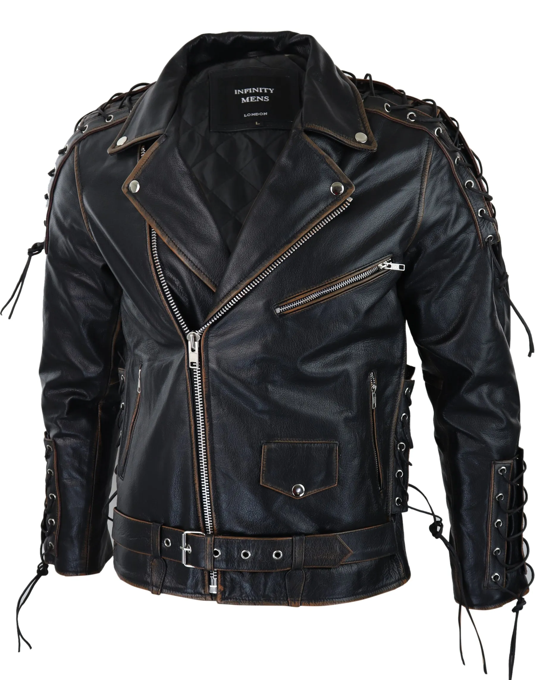 Cow Hide Leather Jacket Cross Zip Biker