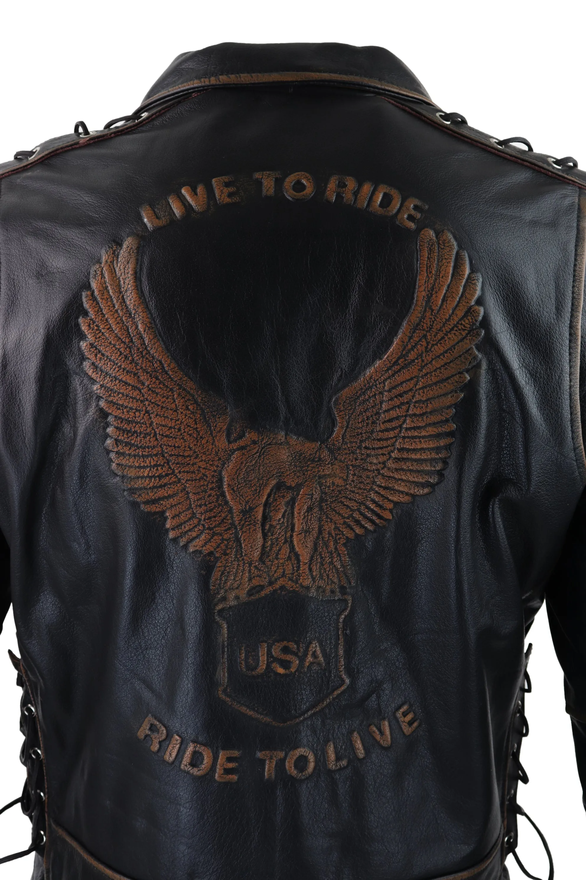 Cow Hide Leather Jacket Cross Zip Biker
